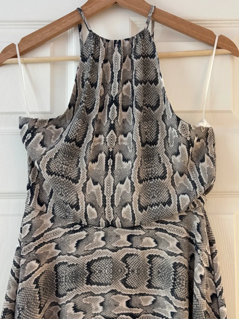 Express Snake Print Halter Fit & Flare Dress - Size 4 - Picture 8 of 11